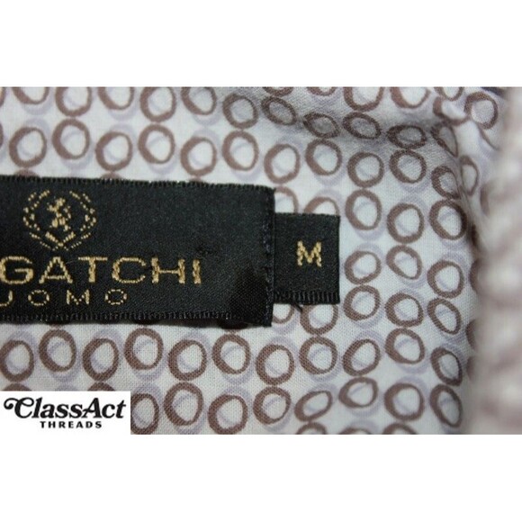 Bugatchi Shirt Mens Brown Button Up Geometric Short Sleeve Sz M - Picture 8 of 8